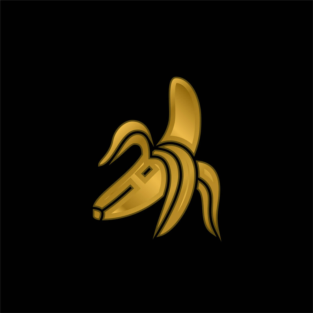 Металлическая икона с банановым золотом или вектор логотипа - Вектор,изображение