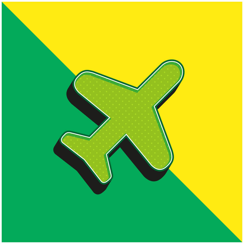 Silueta letadla Zelená a žlutá moderní 3D vektorové logo ikony - Vektor, obrázek