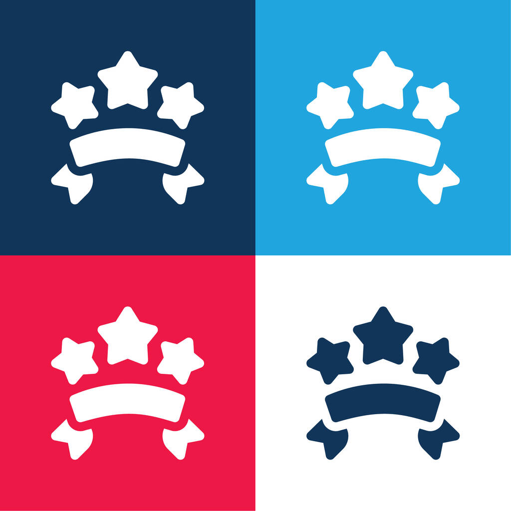 Banery niebieski i czerwony zestaw czterech kolorów minimalny zestaw ikon - Wektor, obraz