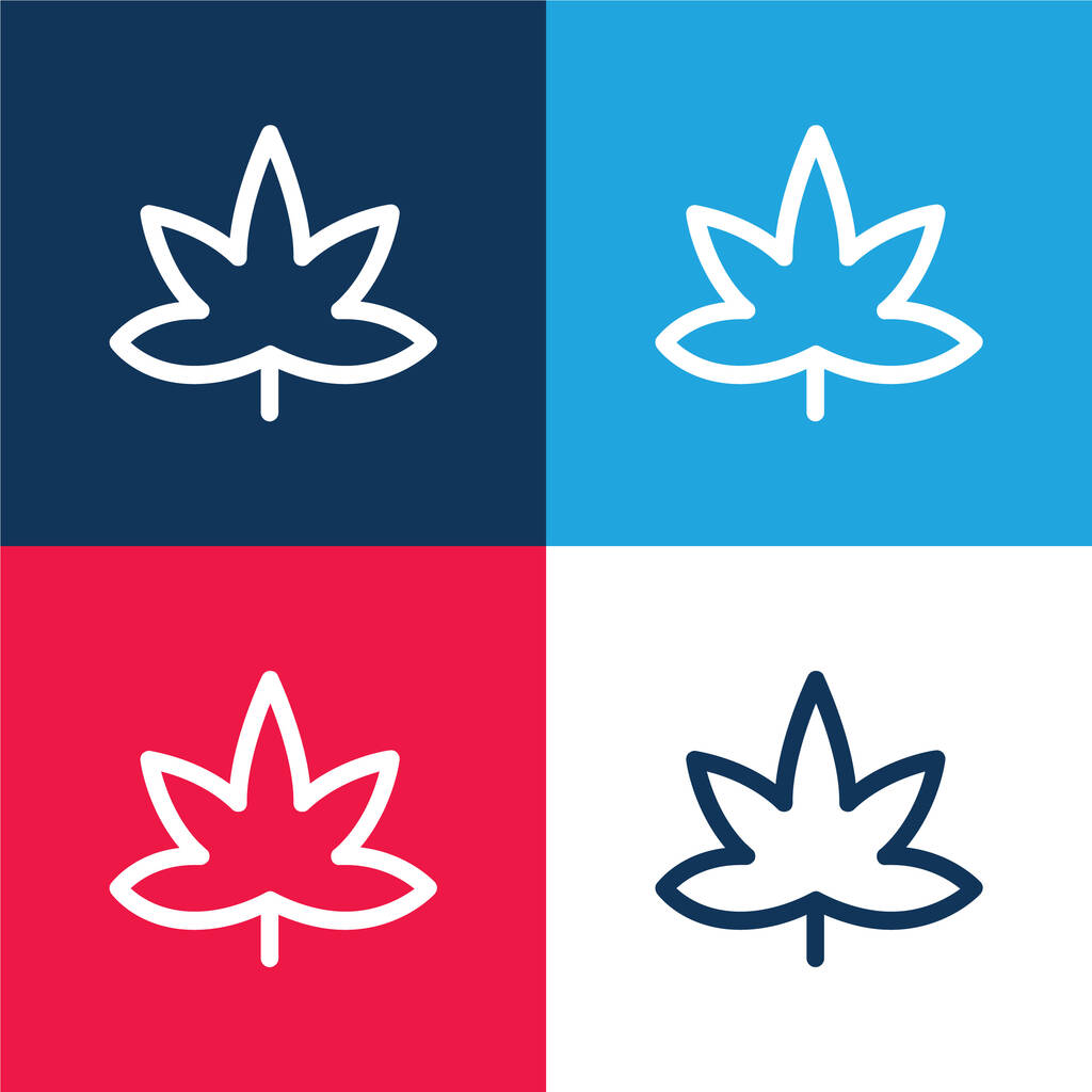 Big Mapple Leaf blue and red four color minimal icon set - Vector, Image