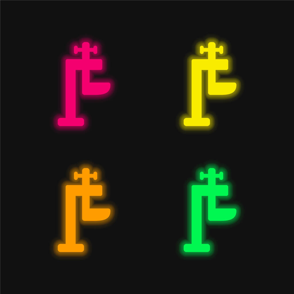 Système de réglage quatre couleur brillant icône vectorielle néon - Vecteur, image
