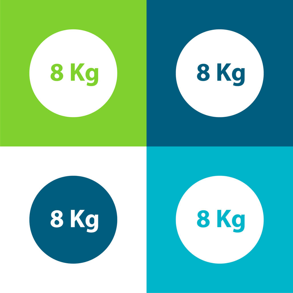 8 kg Hmotnost pro sport Byt čtyři barvy minimální ikona nastavena - Vektor, obrázek