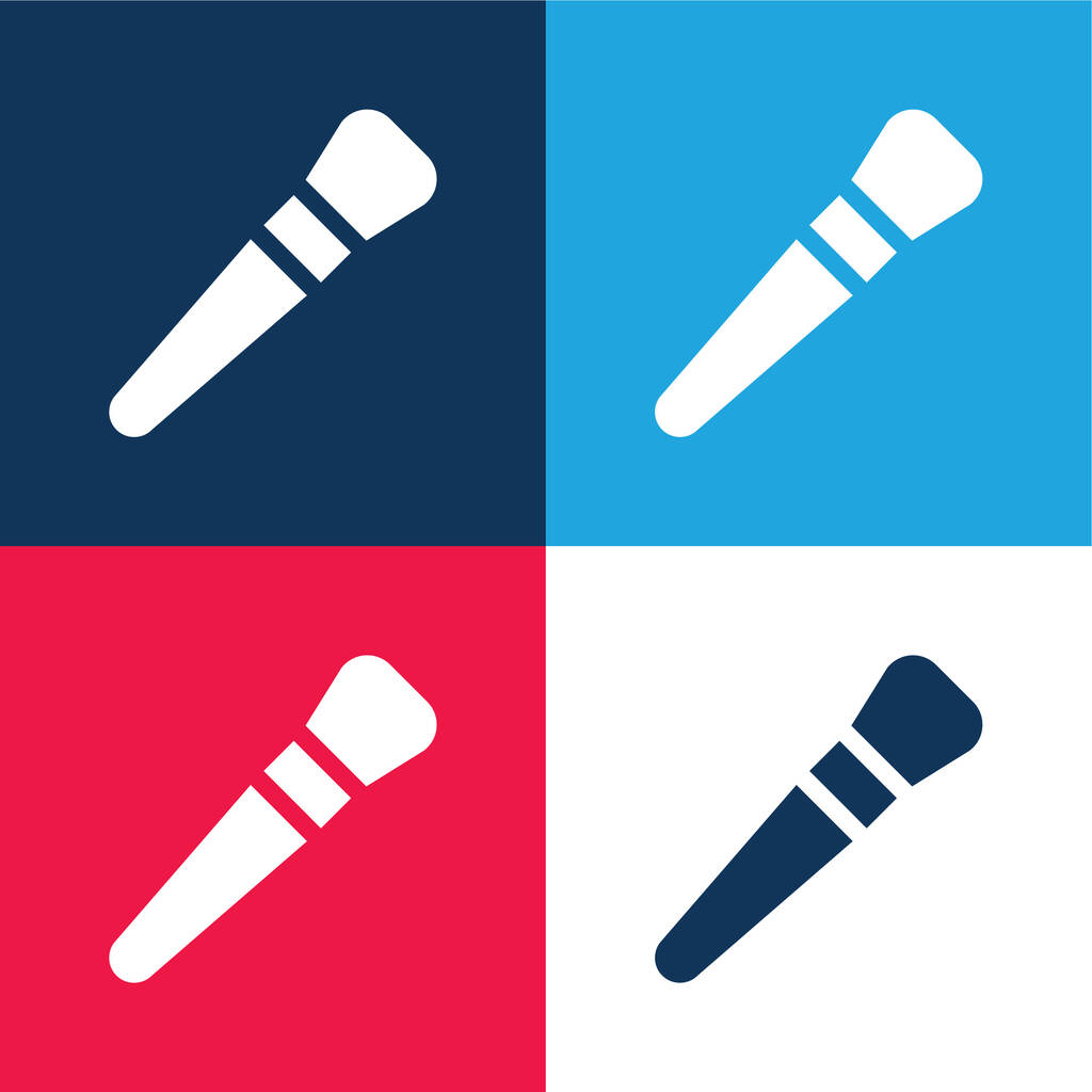 Szépség kék és piros négy szín minimális ikon készlet - Vektor, kép