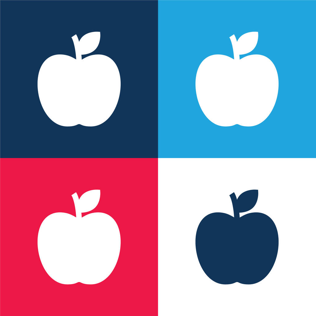 Elma mavisi ve kırmızı dört renk minimal simge kümesi - Vektör, Görsel