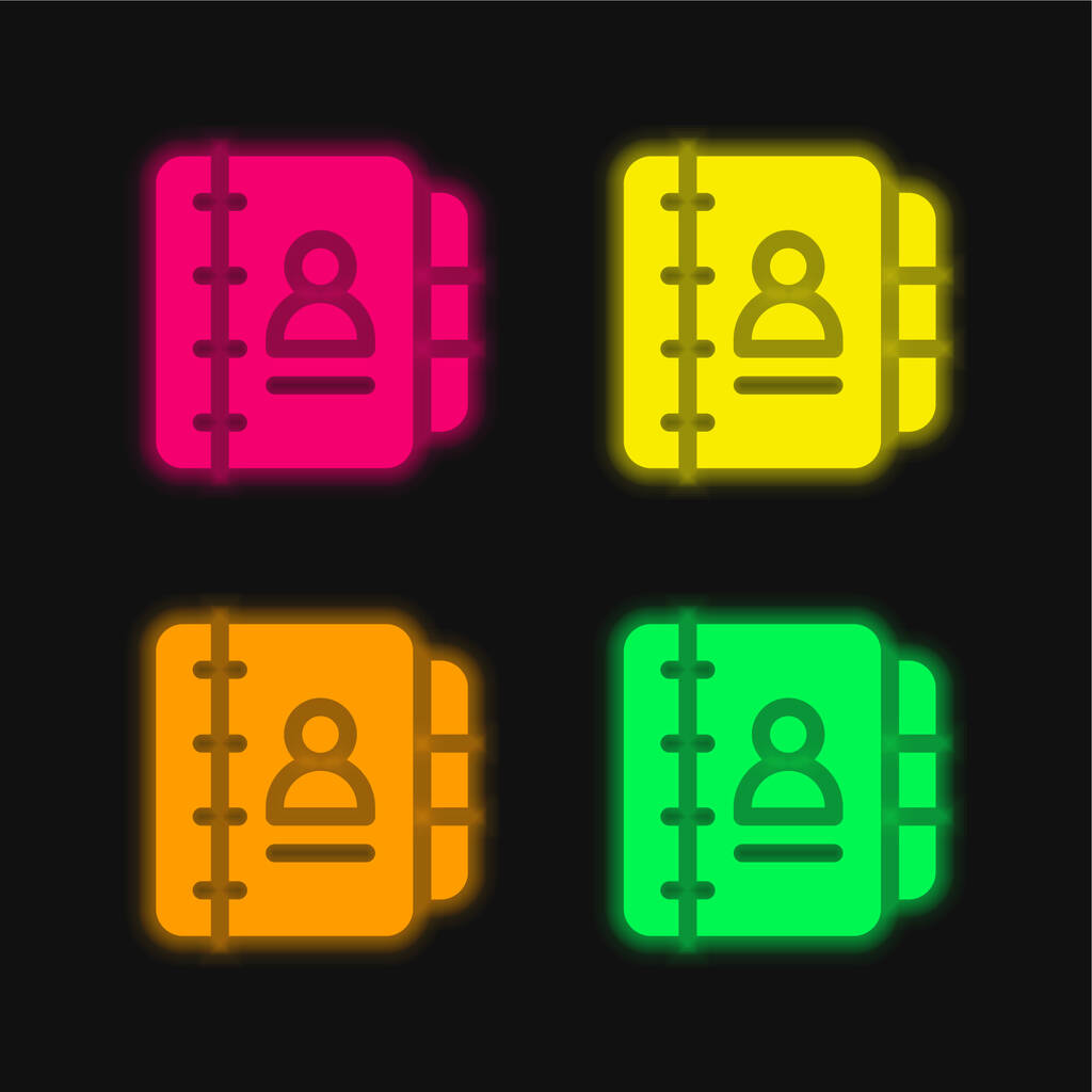 Agenda cztery kolor świecący neon wektor ikona - Wektor, obraz