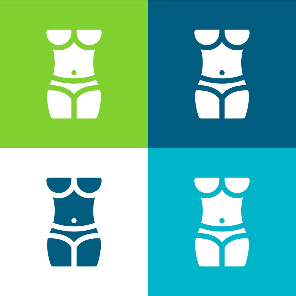 Body Flat four color minimal icon set - Vector, Image