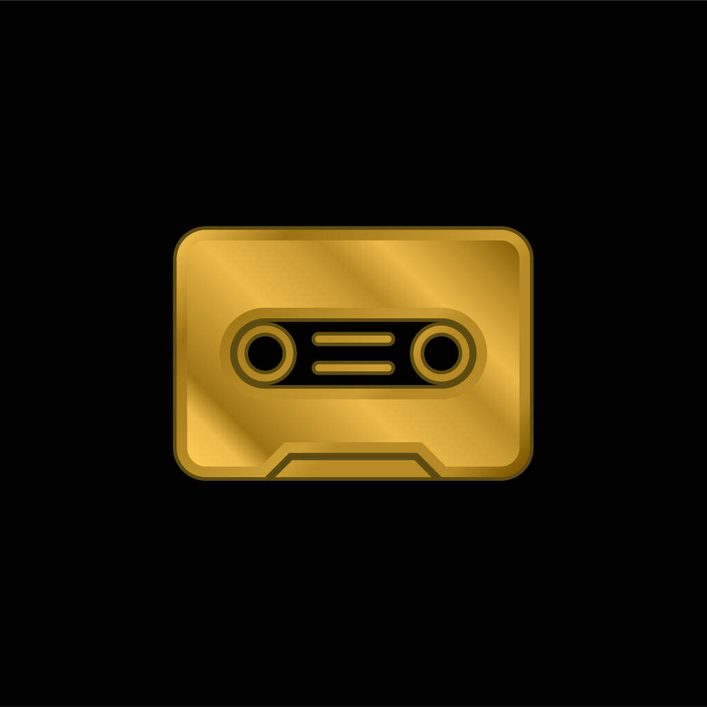 Gran cassette chapado en oro icono metálico o logo vector - Vector, imagen