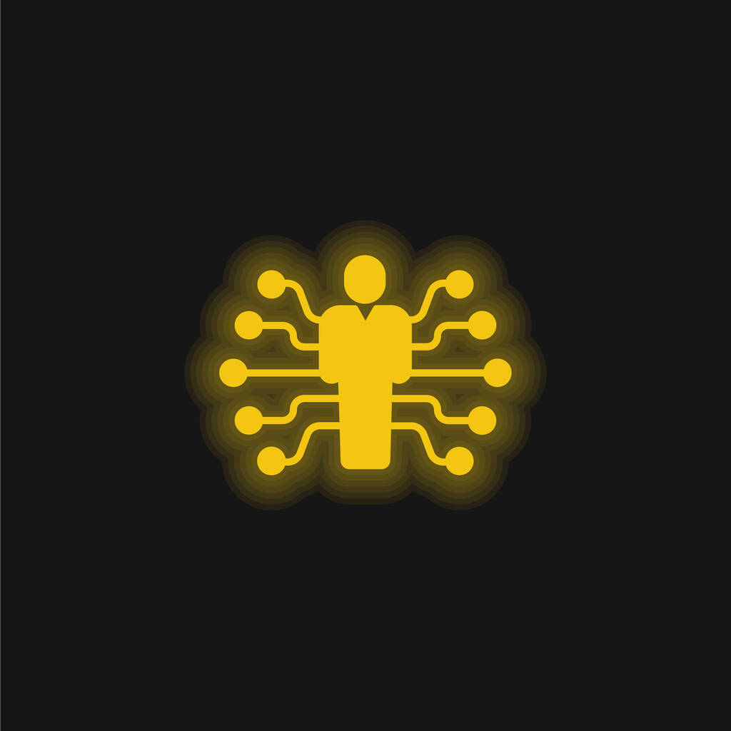 Żółty świecący neon AI ikona - Wektor, obraz