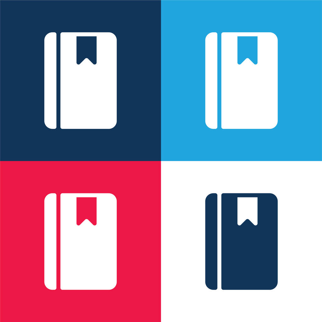 Agenda kék és piros négy szín minimális ikon készlet - Vektor, kép