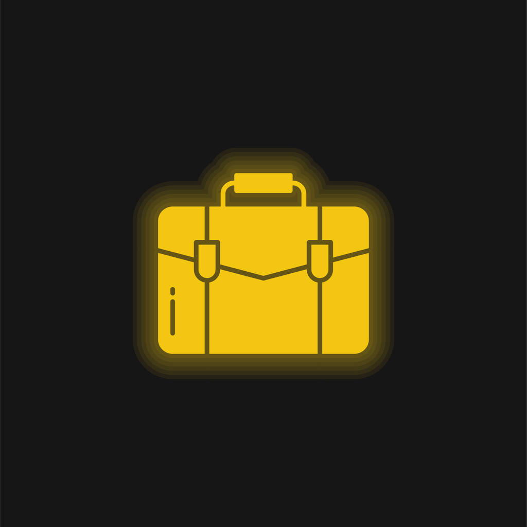 Valigetta giallo brillante icona al neon - Vettoriali, immagini