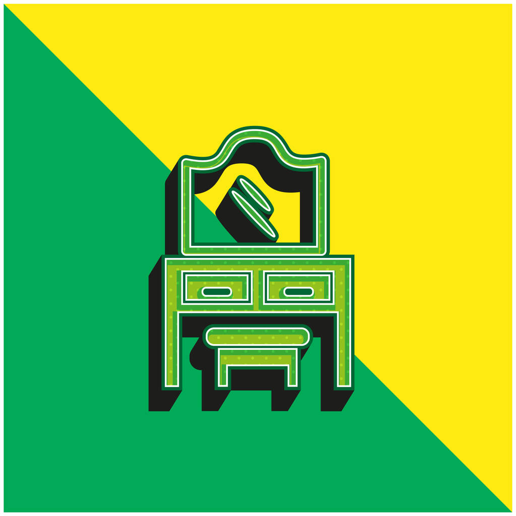 Lustro sypialni na szufladach z siedzeniem Zielone i żółte nowoczesne logo wektora 3D - Wektor, obraz
