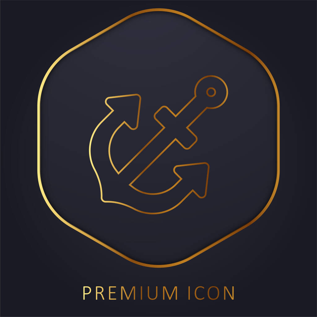 Ancla de línea dorada logotipo premium o icono - Vector, imagen