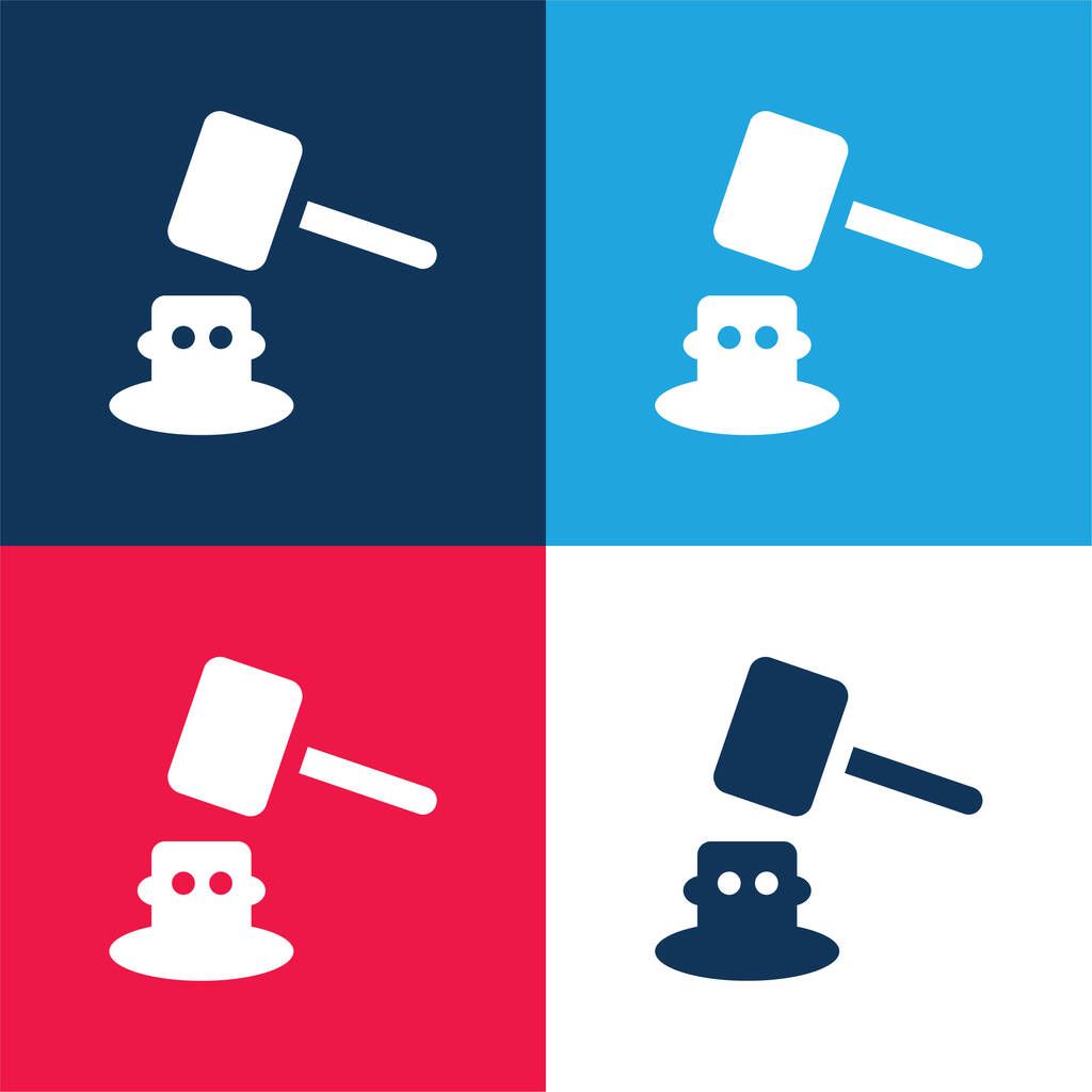 Amusement Park blue and red four color minimal icon set - Vector, Image