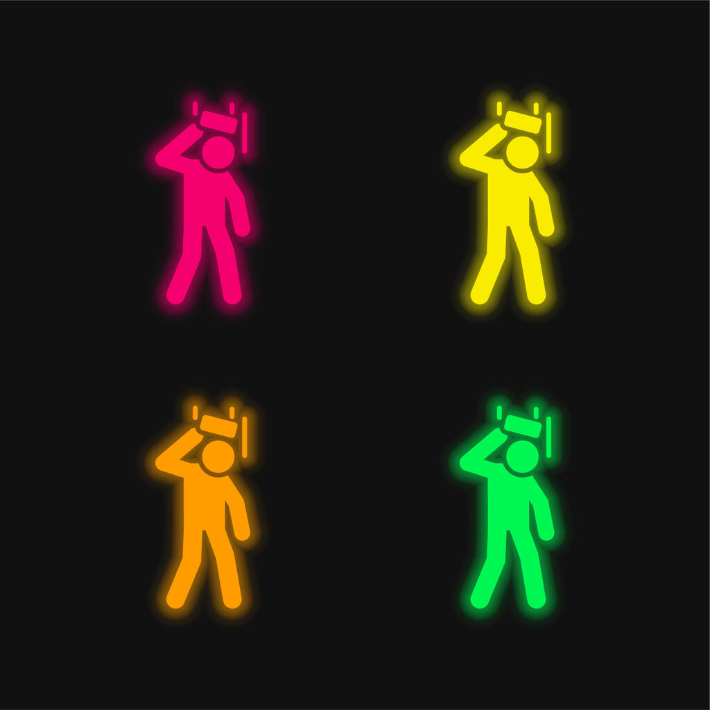 Accidente de cuatro colores brillante icono del vector de neón - Vector, Imagen