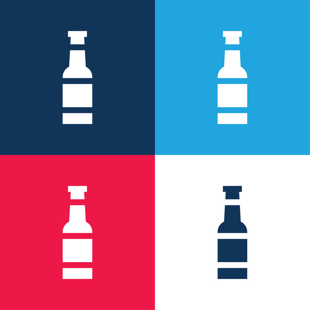 Μπύρα μπλε και κόκκινο τεσσάρων χρωμάτων ελάχιστο σύνολο εικονίδιο - Διάνυσμα, εικόνα