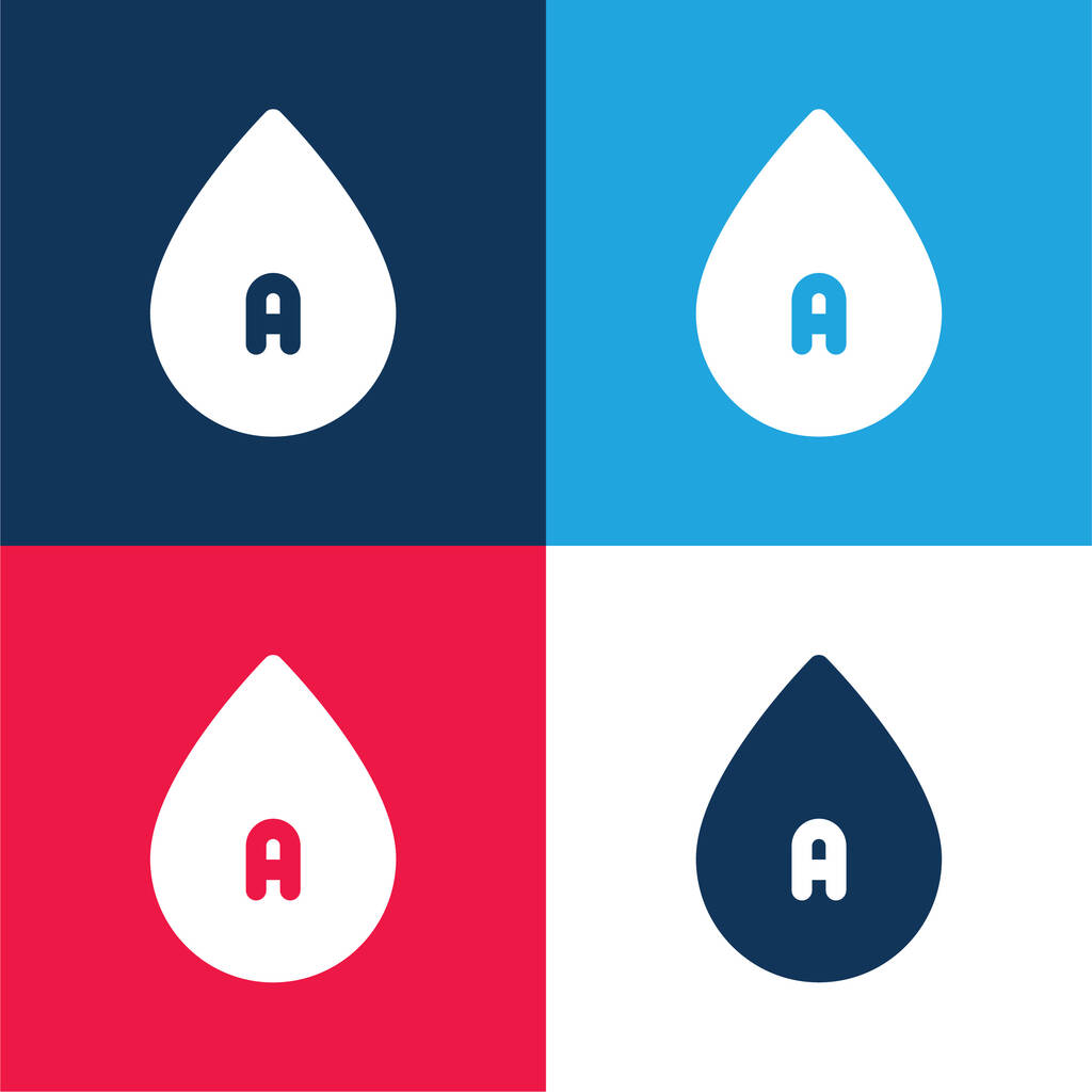 Sangue azul e vermelho quatro cores conjunto de ícones mínimos - Vetor, Imagem