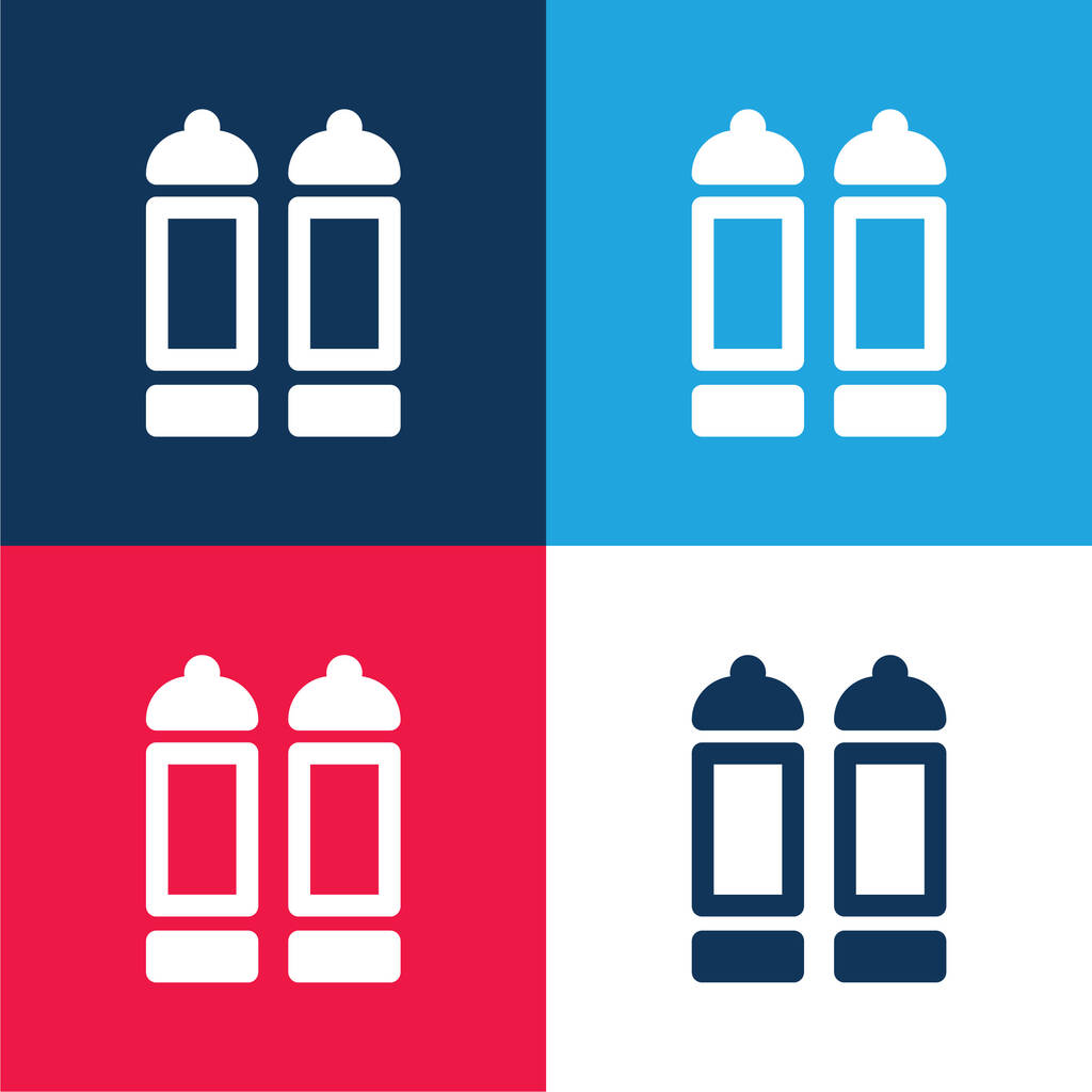 Big Spice Rack azul y rojo conjunto de iconos mínimo de cuatro colores - Vector, imagen