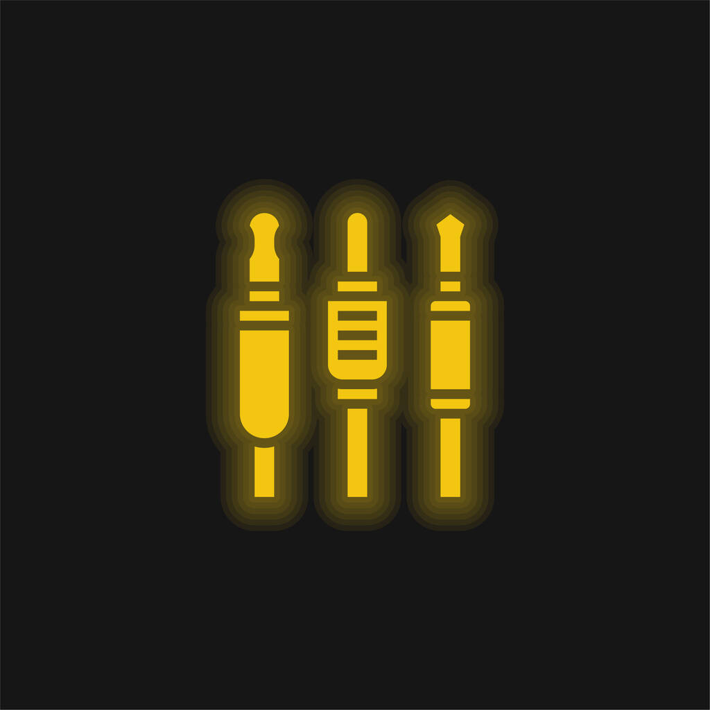 Audio Jack żółty świecący neon ikona - Wektor, obraz