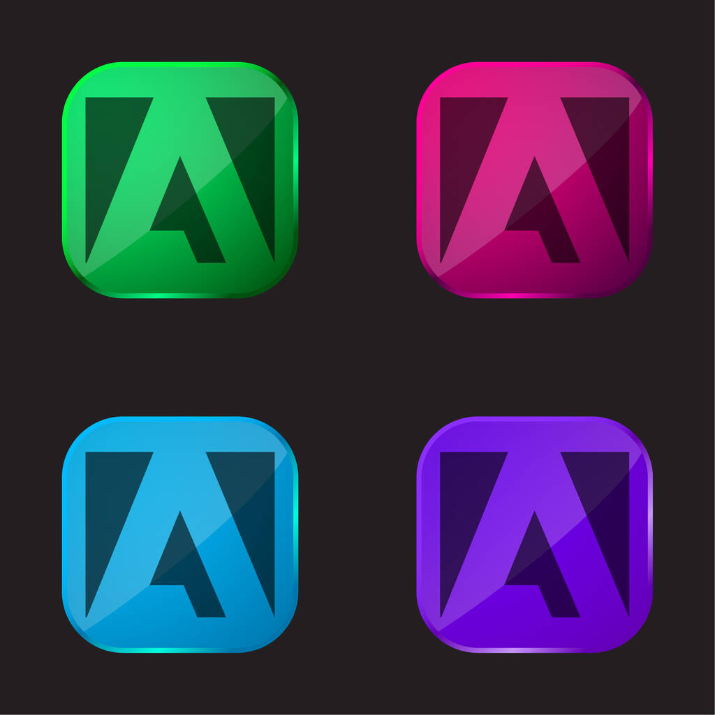 Adobe cztery kolor szklany przycisk ikona - Wektor, obraz