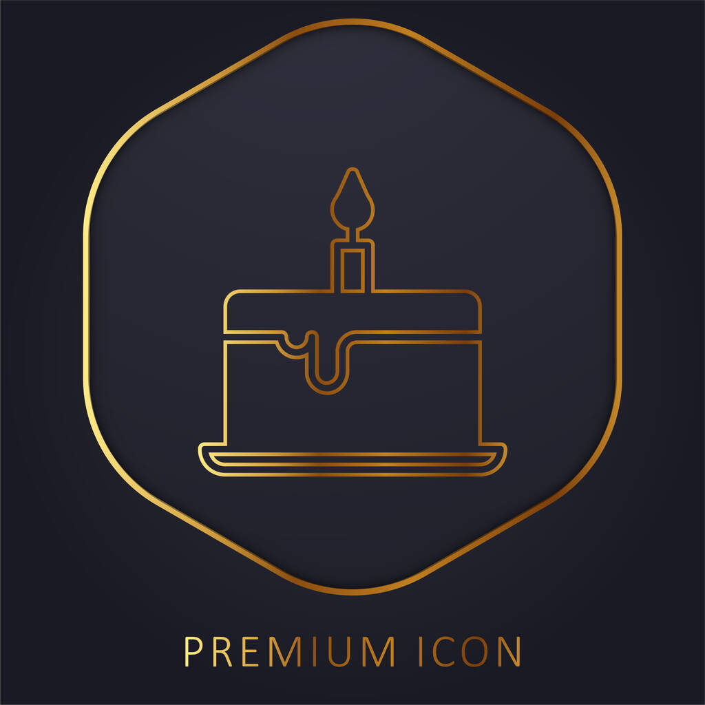 Birthday Cake línea de oro logotipo premium o icono - Vector, Imagen
