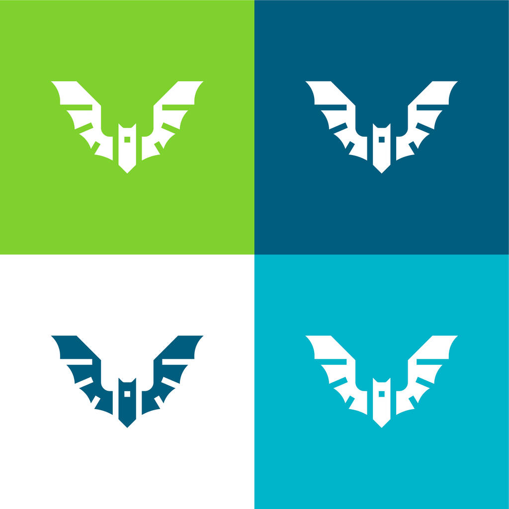 Denevér Lapos négy szín minimális ikon készlet - Vektor, kép