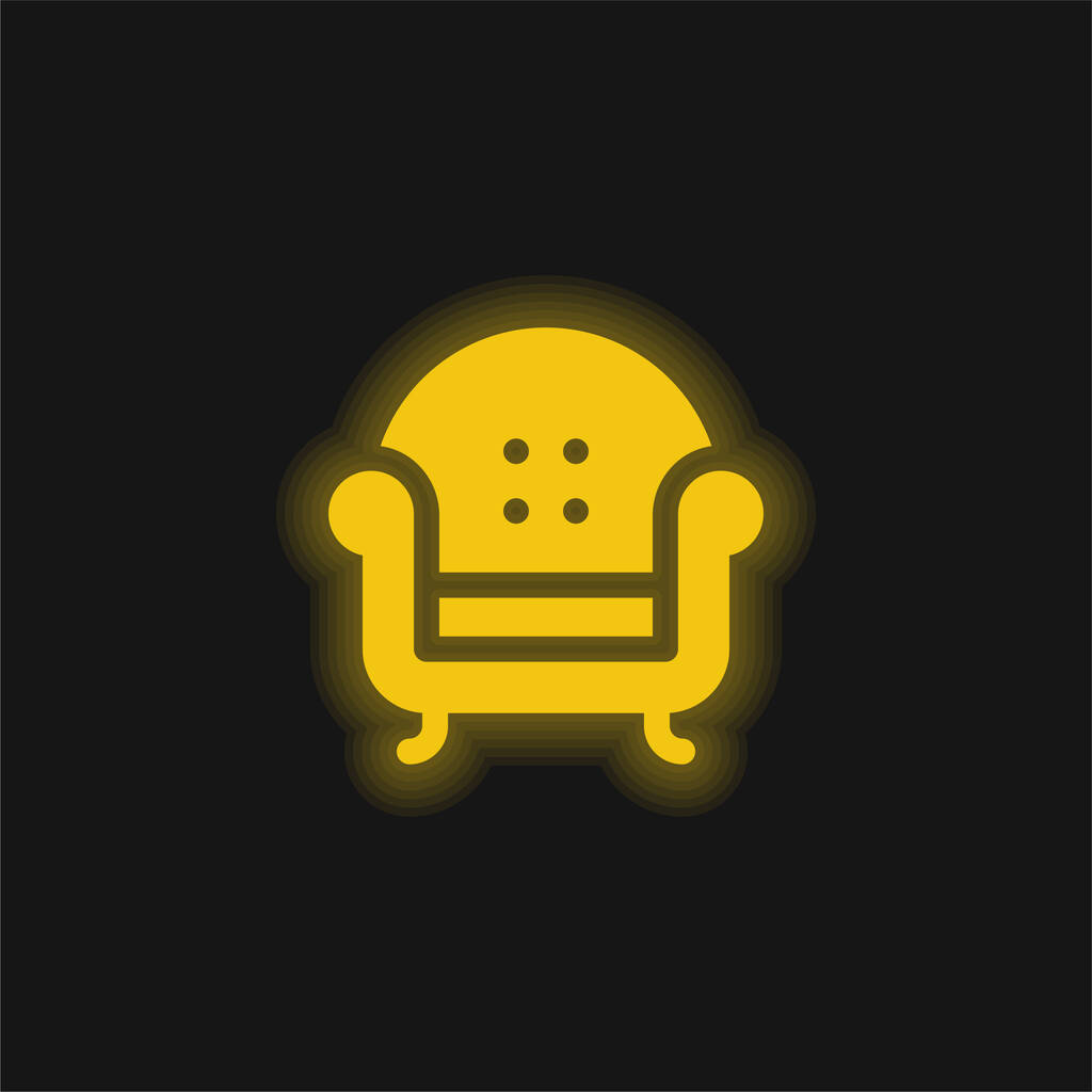 Koltuk sarı parlak neon simgesi - Vektör, Görsel