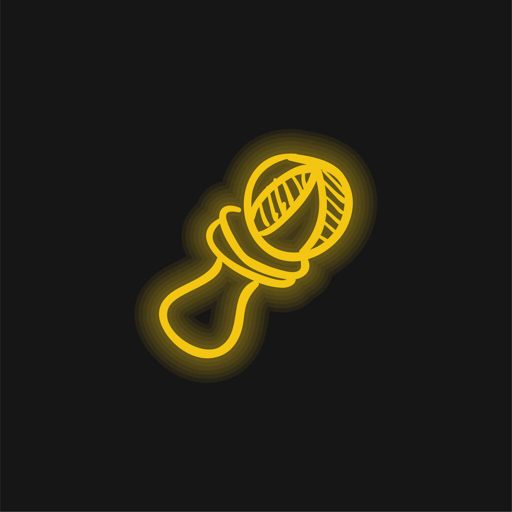 Ball on Toy szórakoztató tárgy sárga izzó neon ikon - Vektor, kép