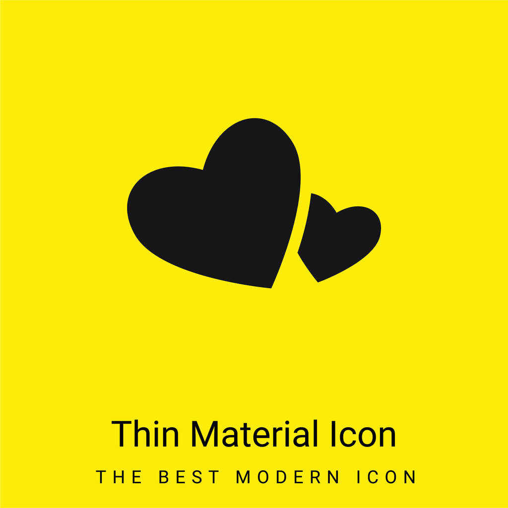 Große und kleine Herzen minimales leuchtend gelbes Materialsymbol - Vektor, Bild