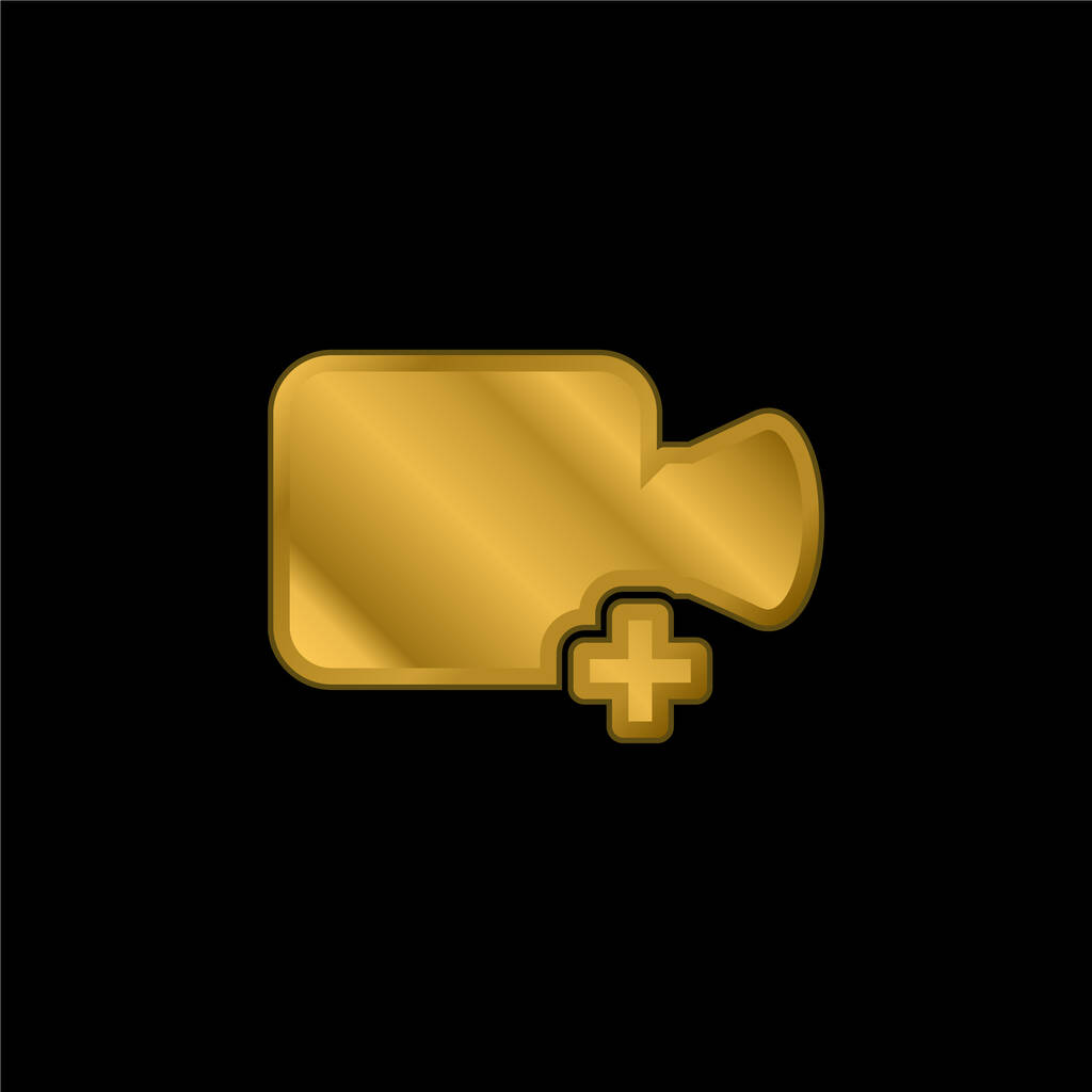 Add Video gold plated metalic icon or logo vector - Vector, Image
