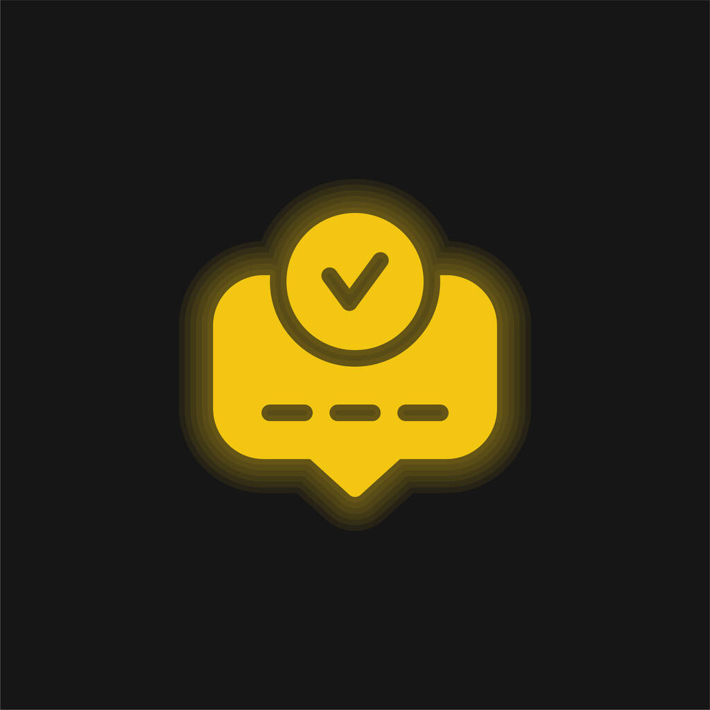 Accepteer geel gloeiend neon icoon - Vector, afbeelding