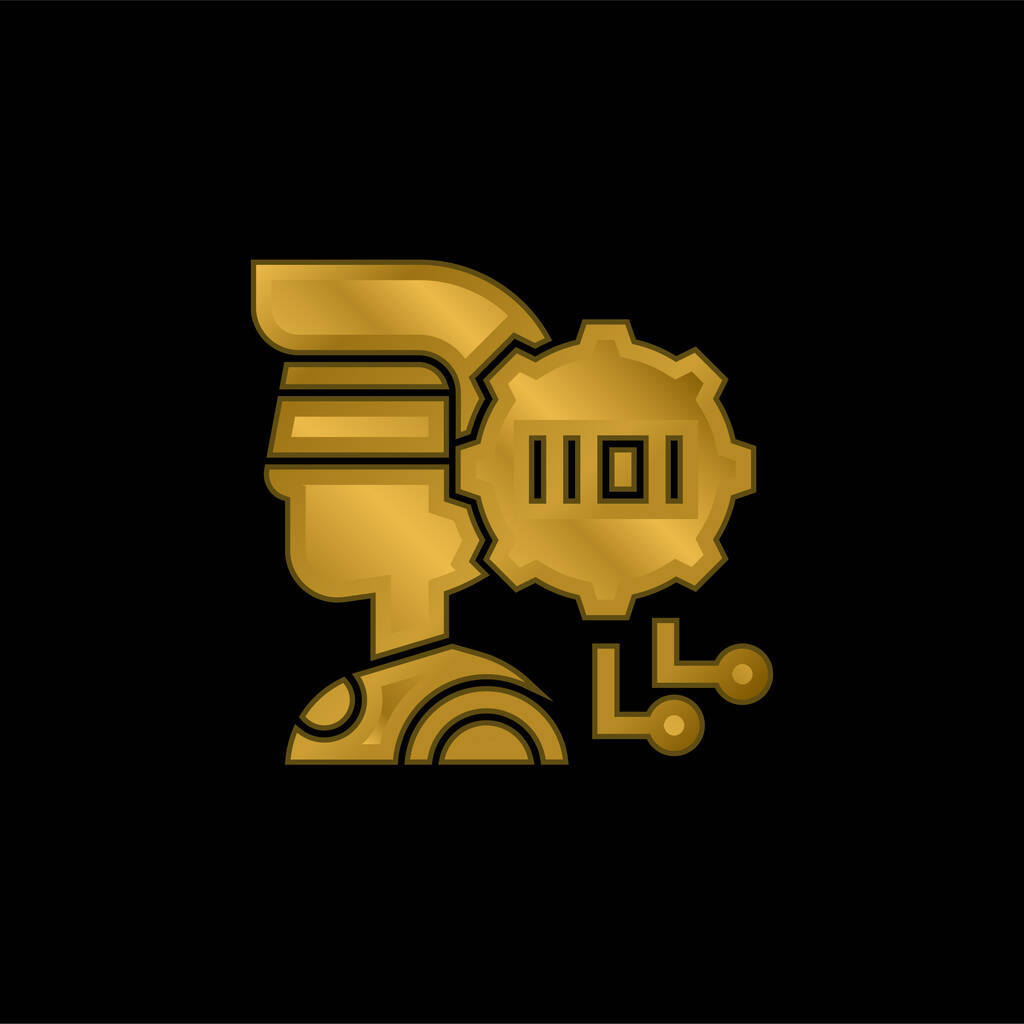 İkili Kod altın kaplama metalik simge veya logo vektörü - Vektör, Görsel