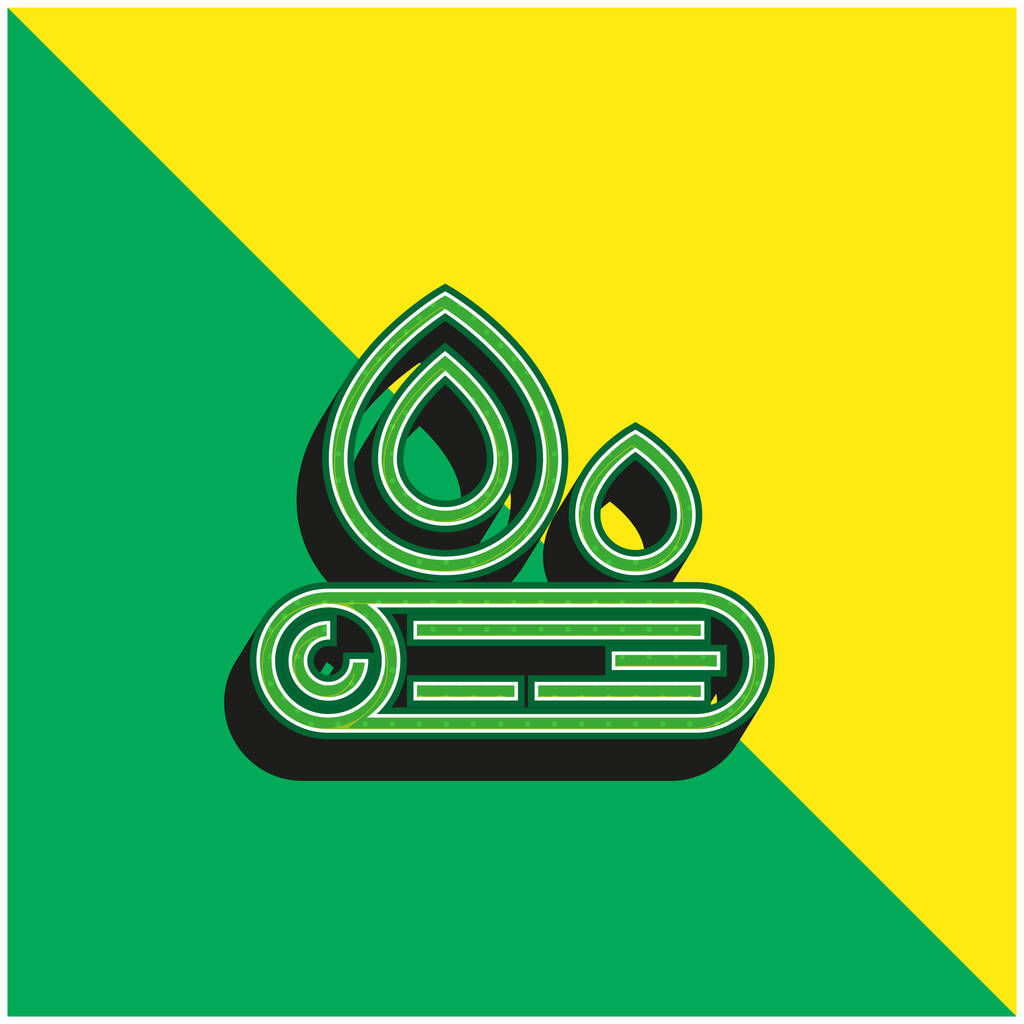 Bonfire Groen en geel modern 3D vector icoon logo - Vector, afbeelding