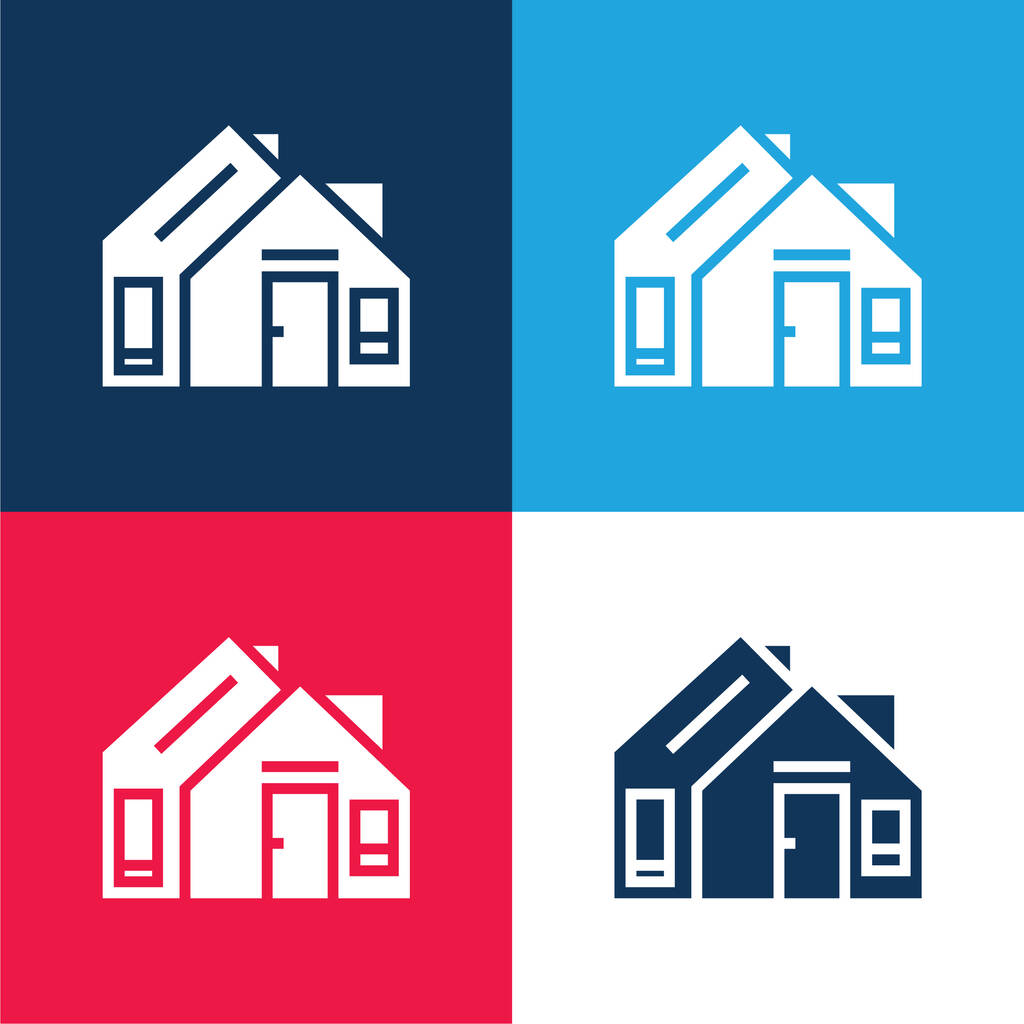 Adresse bleu et rouge quatre couleurs minimum jeu d'icônes - Vecteur, image