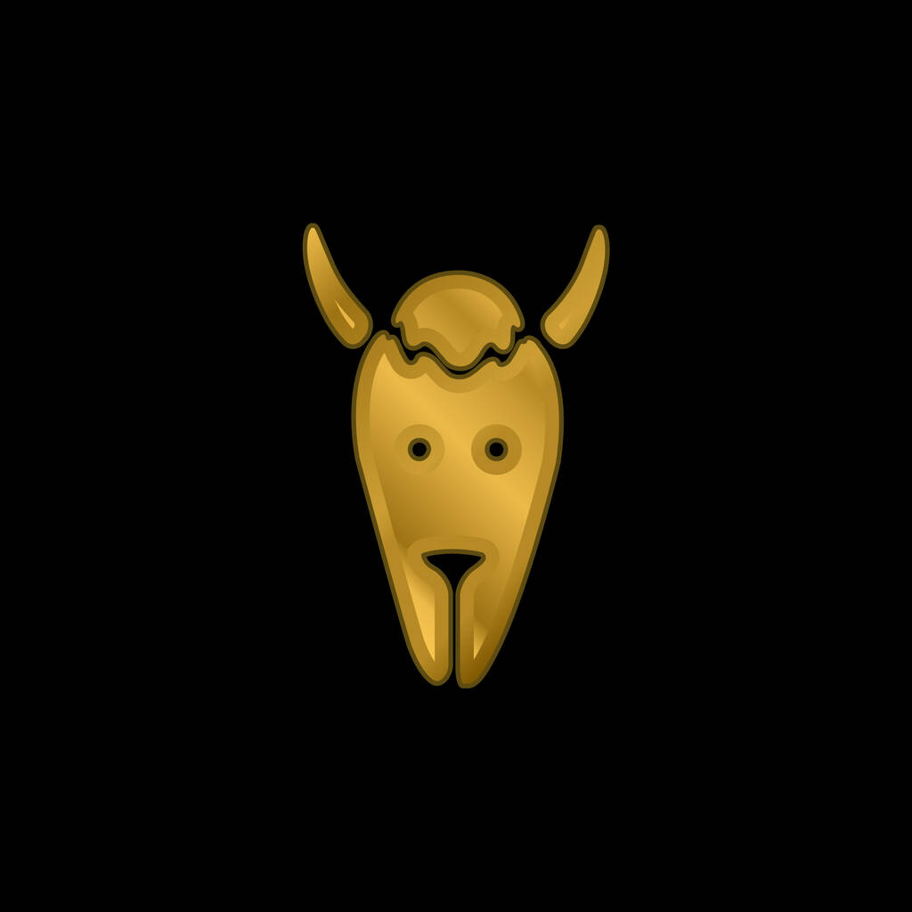Bison Head gold plated metalic icon or logo vector - Vector, Image