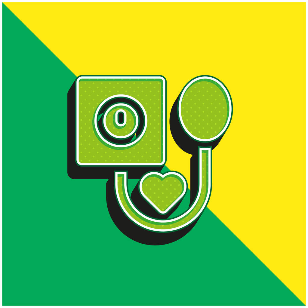 Vérnyomás Zöld és sárga modern 3D vektor ikon logó - Vektor, kép