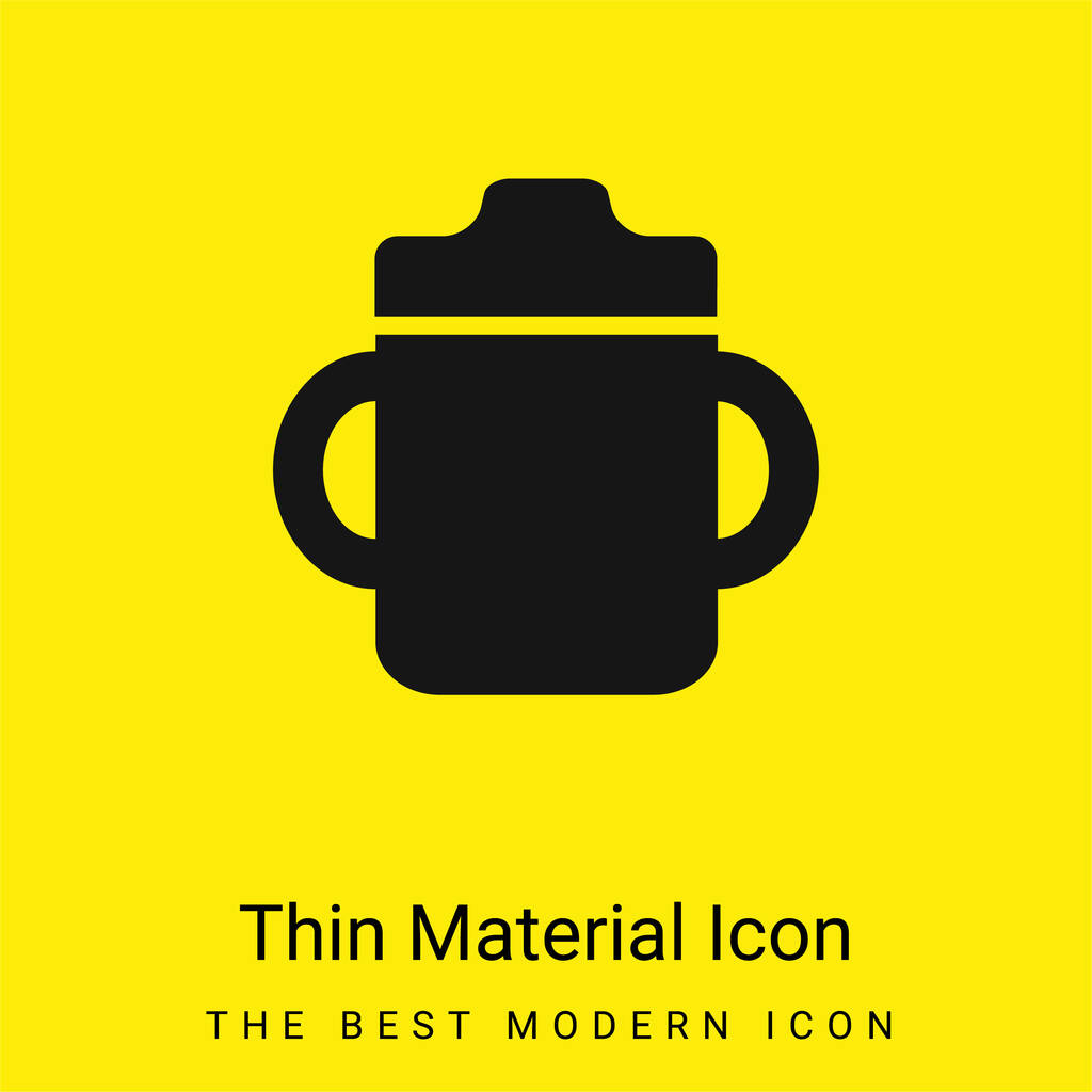 Baby Drinking Bottle With Handle On Both Sides minimal bright yellow material icon - Vector, Image