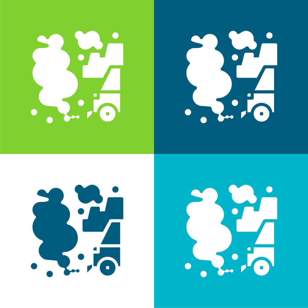 Contaminación del aire Conjunto de iconos mínimo de cuatro colores - Vector, imagen