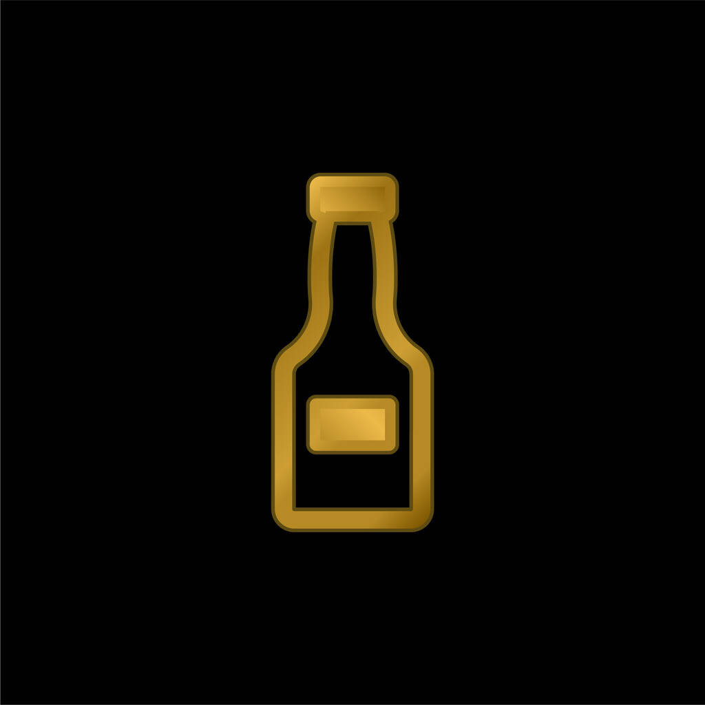 Botella Icono metálico chapado en oro cerrado o vector de logotipo - Vector, imagen