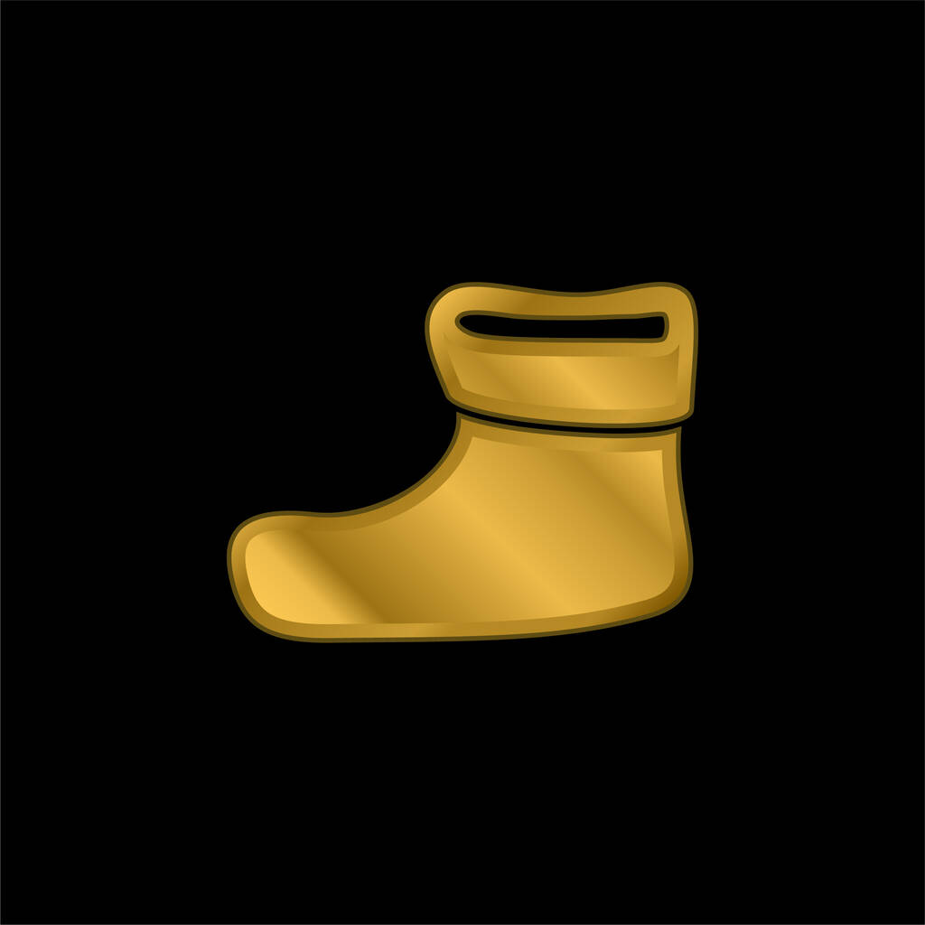 Boot For Christmas gold plated metalic icon or logo vector - Vector, Image