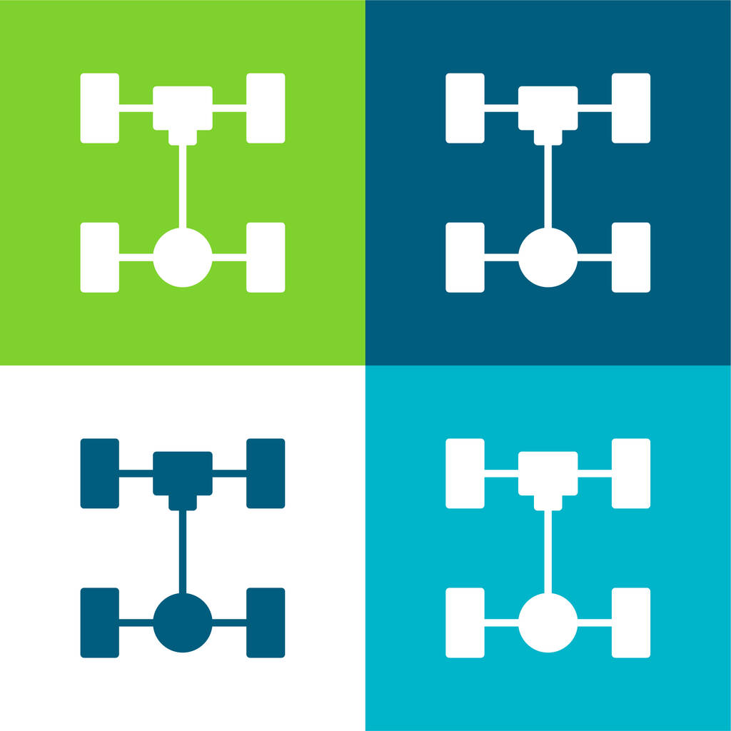 Tengely Lapos négy szín minimális ikon készlet - Vektor, kép