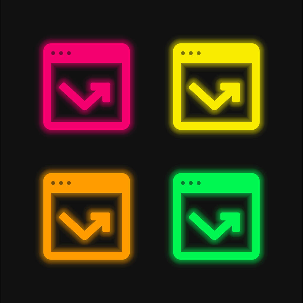 Rebote de cuatro colores brillante icono de vectores de neón - Vector, imagen