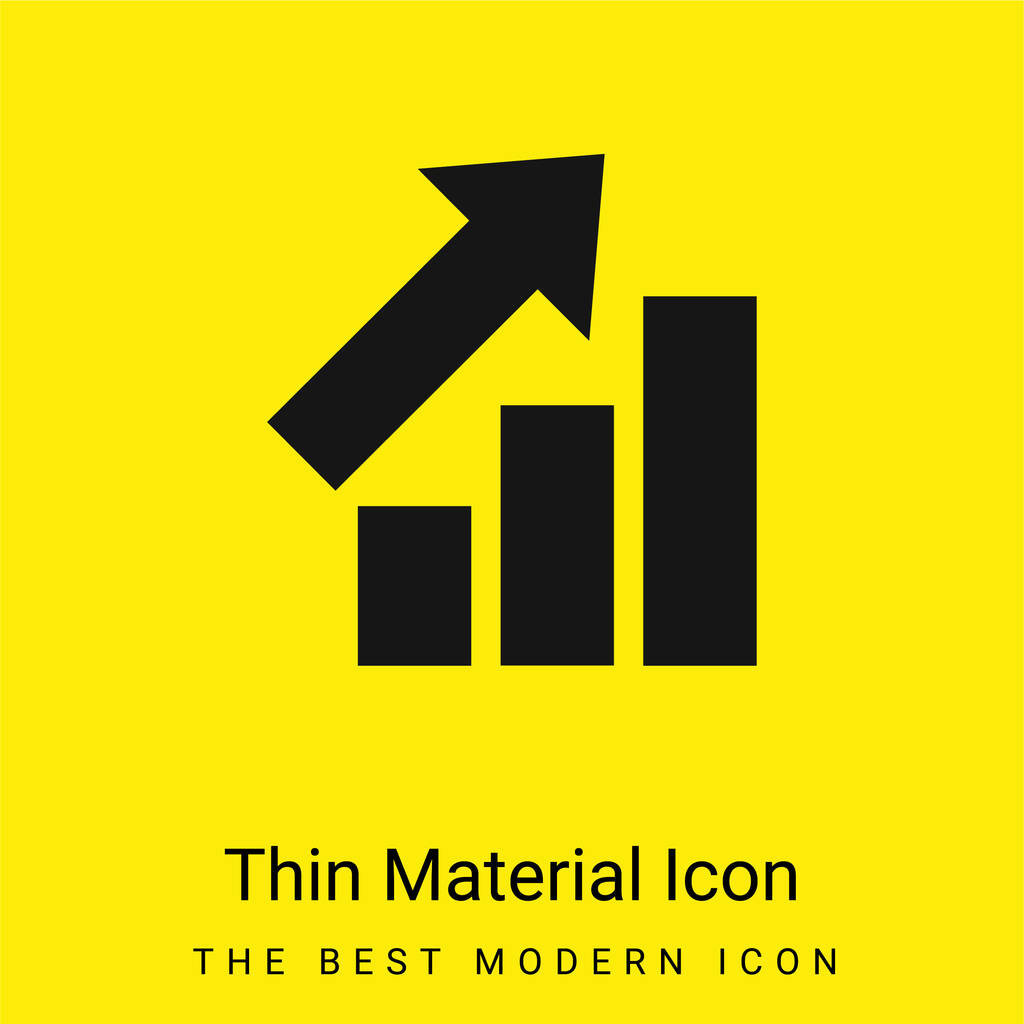 Bares Gráfico Con Flecha Ascendente mínimo icono de material amarillo brillante - Vector, imagen