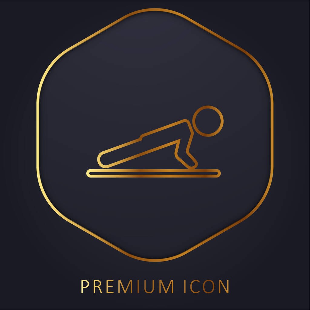 Menino Fazendo Pushups linha dourada logotipo premium ou ícone - Vetor, Imagem