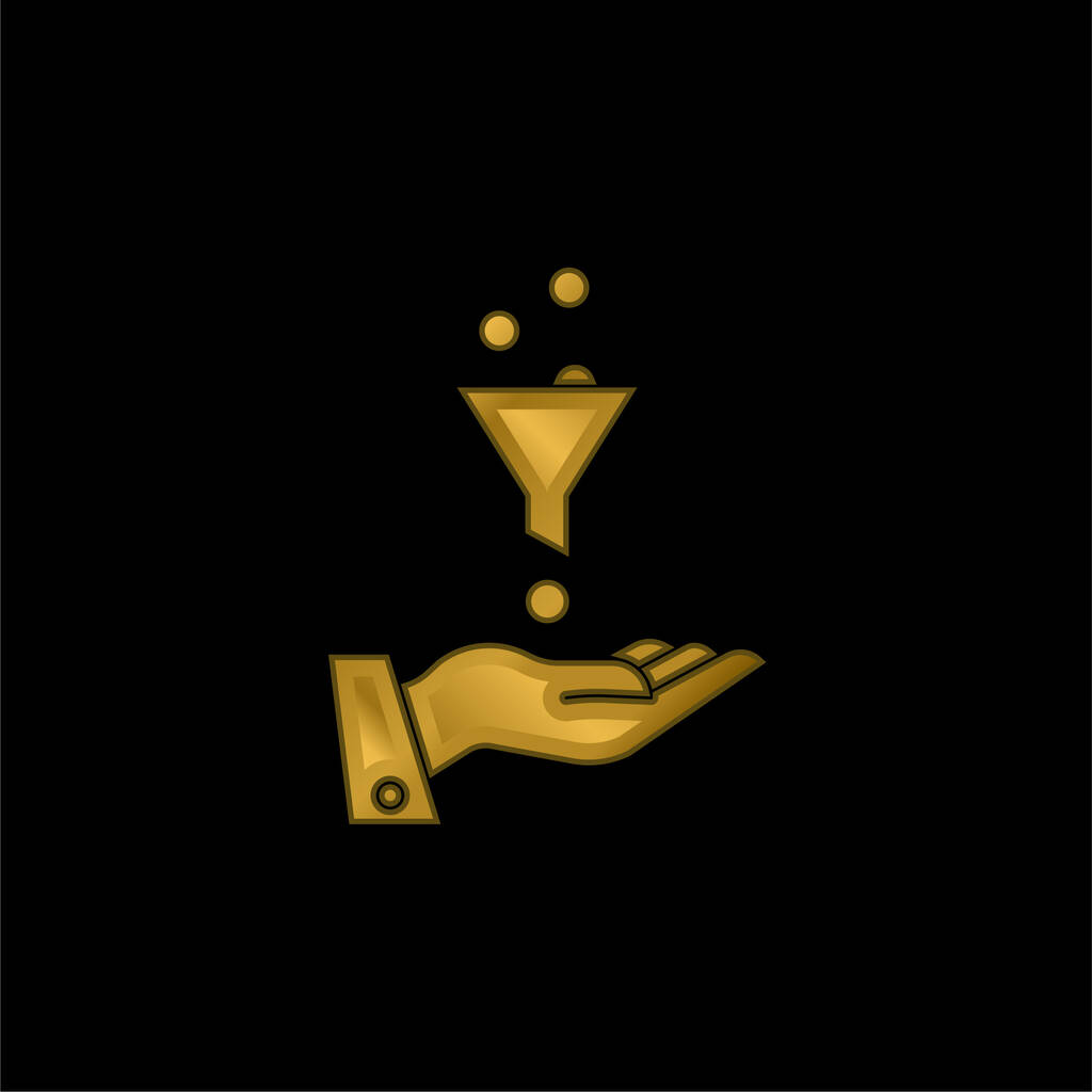 Anuncios chapado en oro icono metálico o vector de logotipo - Vector, imagen