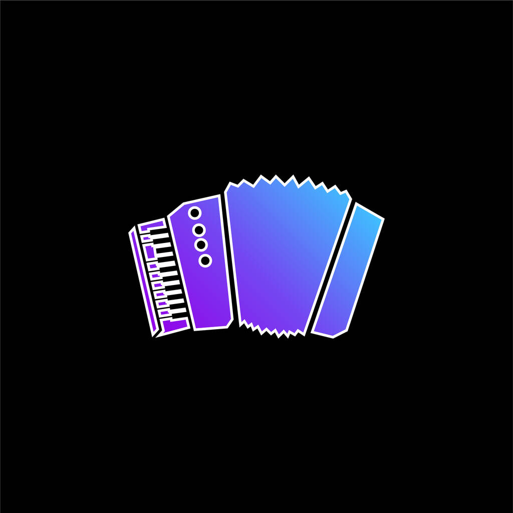 Accordion Silhouette With White Details blue gradient vector icon - Vector, Image