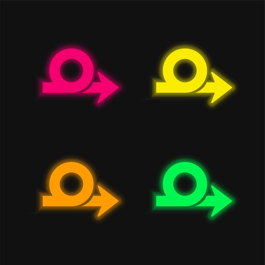 Nuolinäppäin Symbol neljä väriä hehkuva neon vektori kuvake - Vektori, kuva