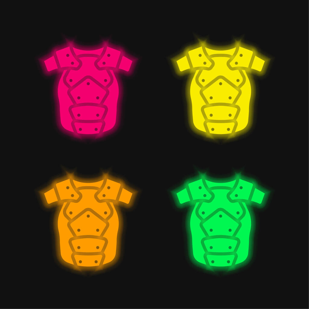 Zbroja cztery kolor świecący neon wektor ikona - Wektor, obraz