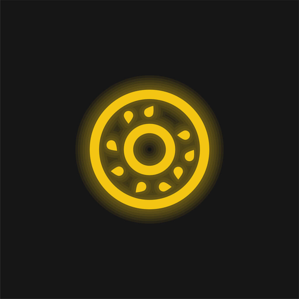Bagel geel gloeiende neon icoon - Vector, afbeelding