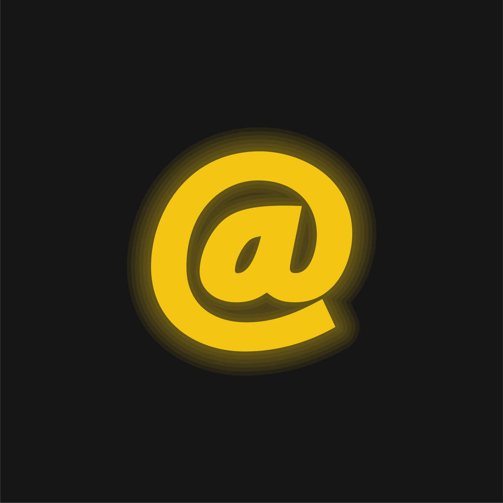 Arrobaシンボル黄色の輝くネオンアイコン - ベクター画像