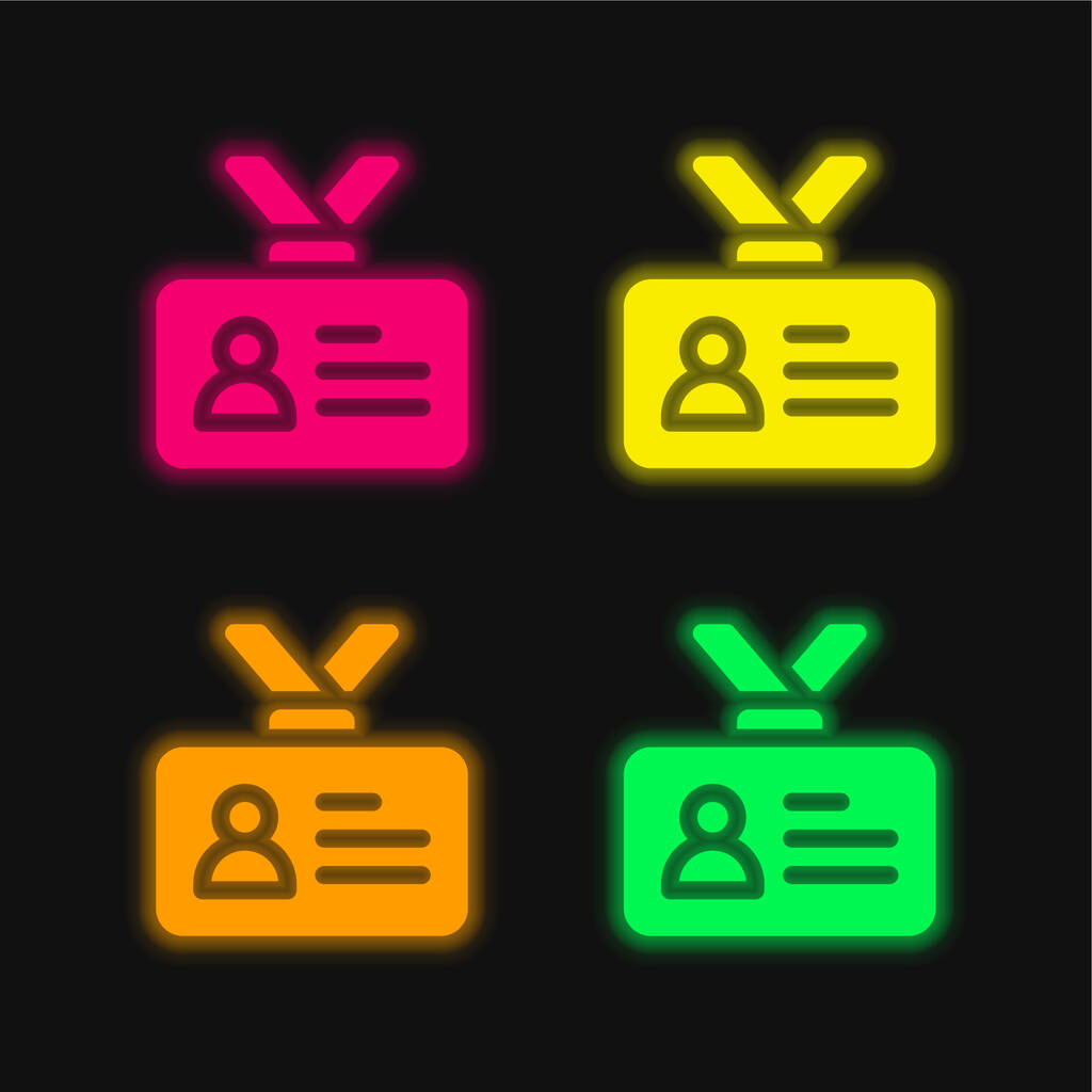 Accréditation quatre couleur brillant icône vectorielle néon - Vecteur, image